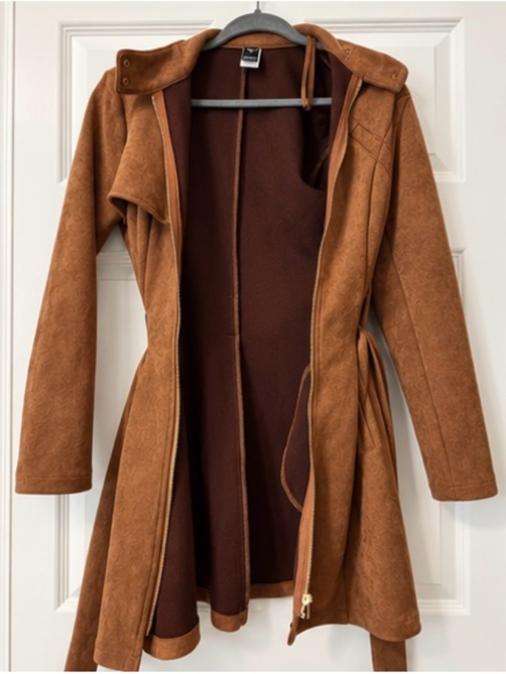 WINDSOR Women's Brown Faux Suede Trench Coat
